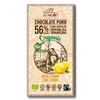 CHOCOLATE NEGRO 56% con limon 100gr. ECO SG VEGAN